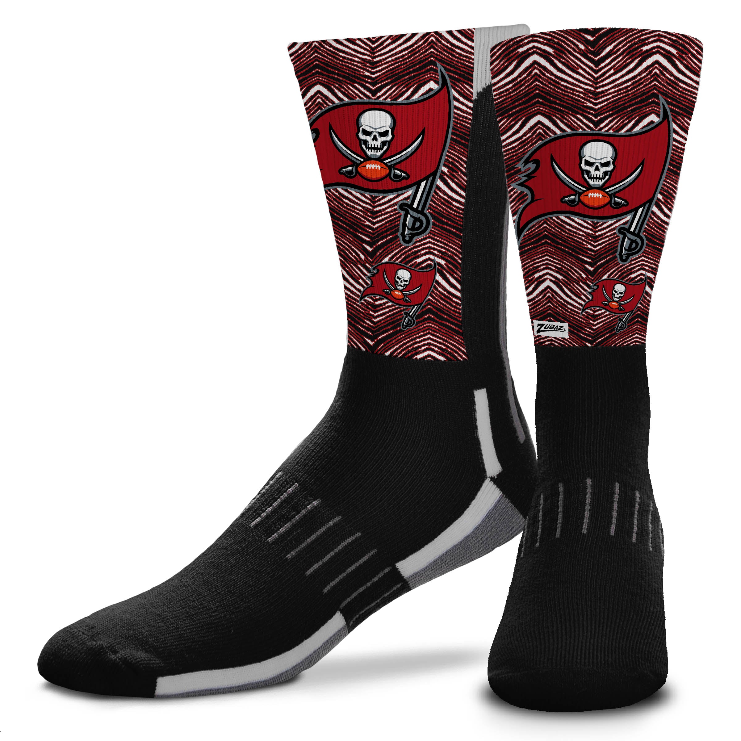 Zubaz NFL Phenom Curve Youth Crew Socks, Tampa Bay Buccaneers, Youth One Size