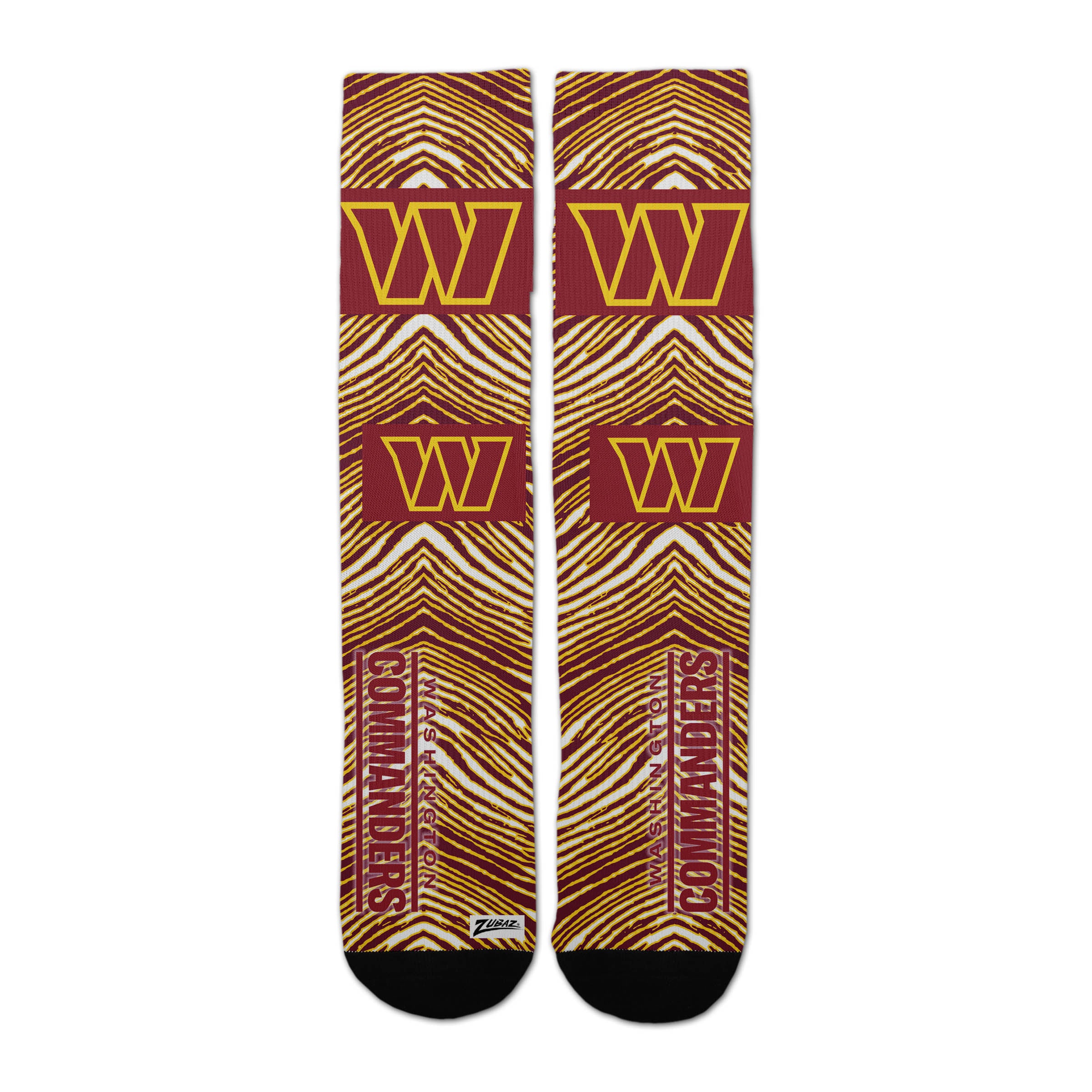 Zubaz By For Bare Feet NFL Zubified Adult and Youth Dress Socks, Washington Commanders, Large