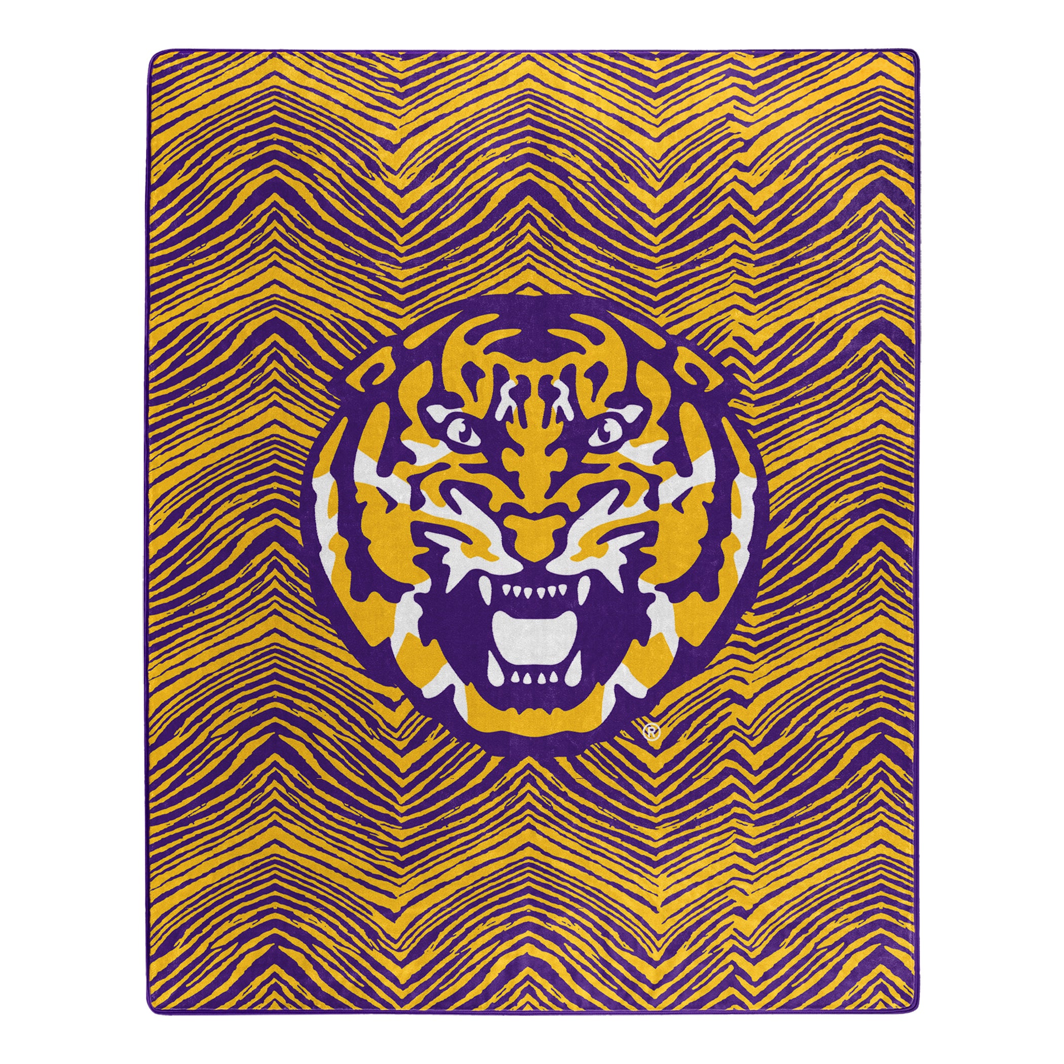 Zubaz by Northwest LSU Tigers NCAA Zubified Raschel Throw Blanket 50 X 60