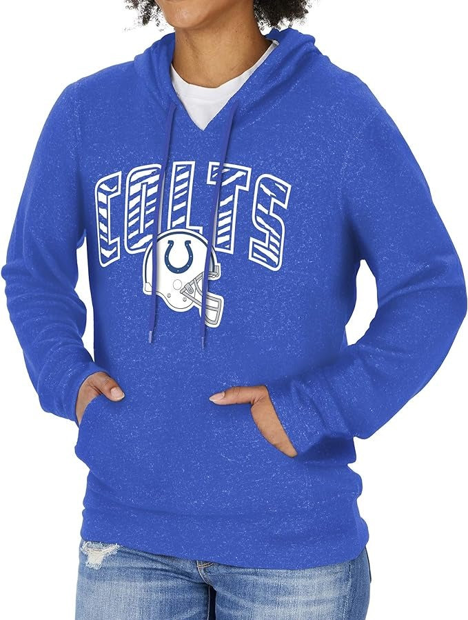 Zubaz NFL INDIANAPOLIS COLTS MARLED ROYAL BLUE WOMENS SOFT HOOD W/ ZEBRA GRAPHIC Small