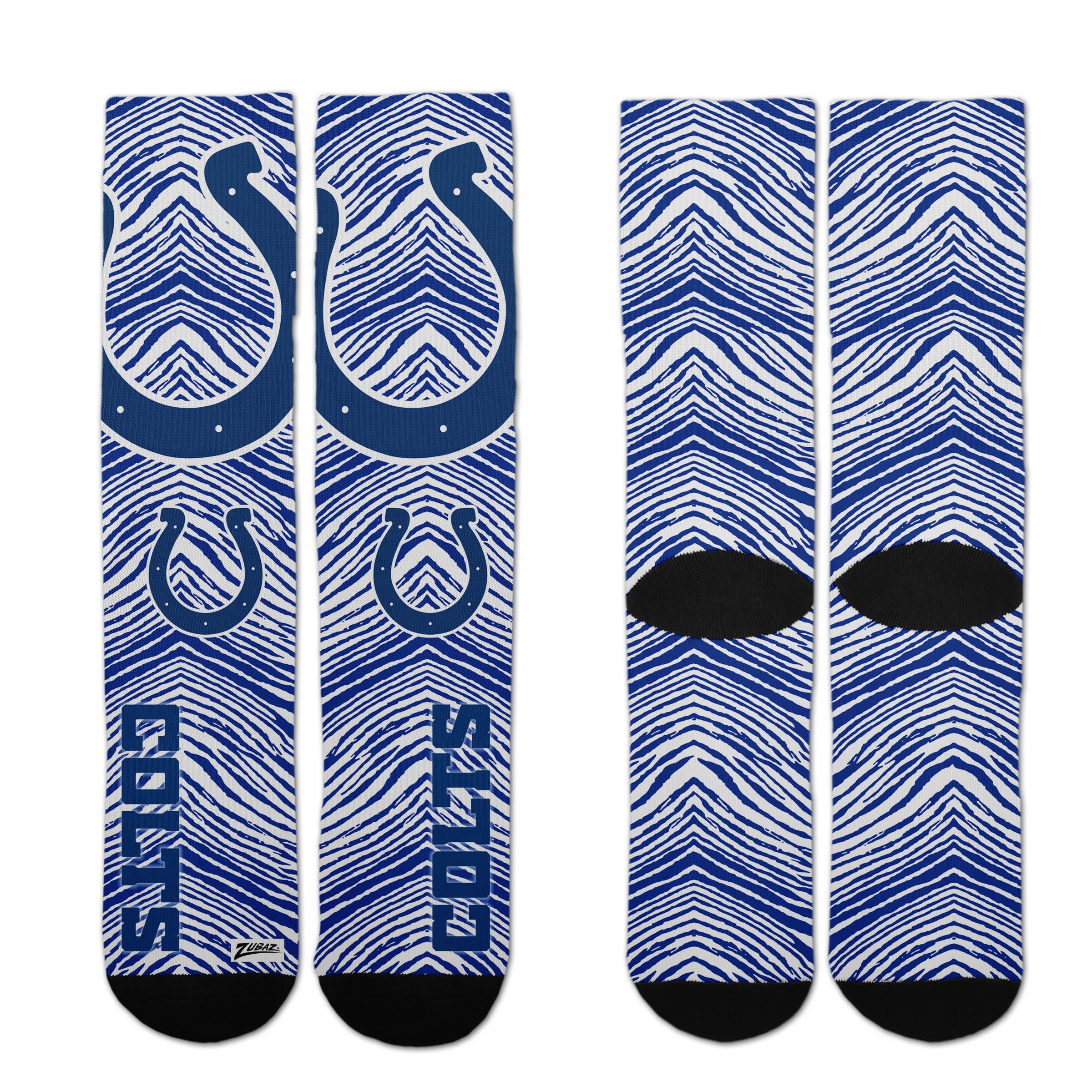 Zubaz By For Bare Feet NFL Zubified Adult and Youth Dress Socks, Indianapolis Colts, Large