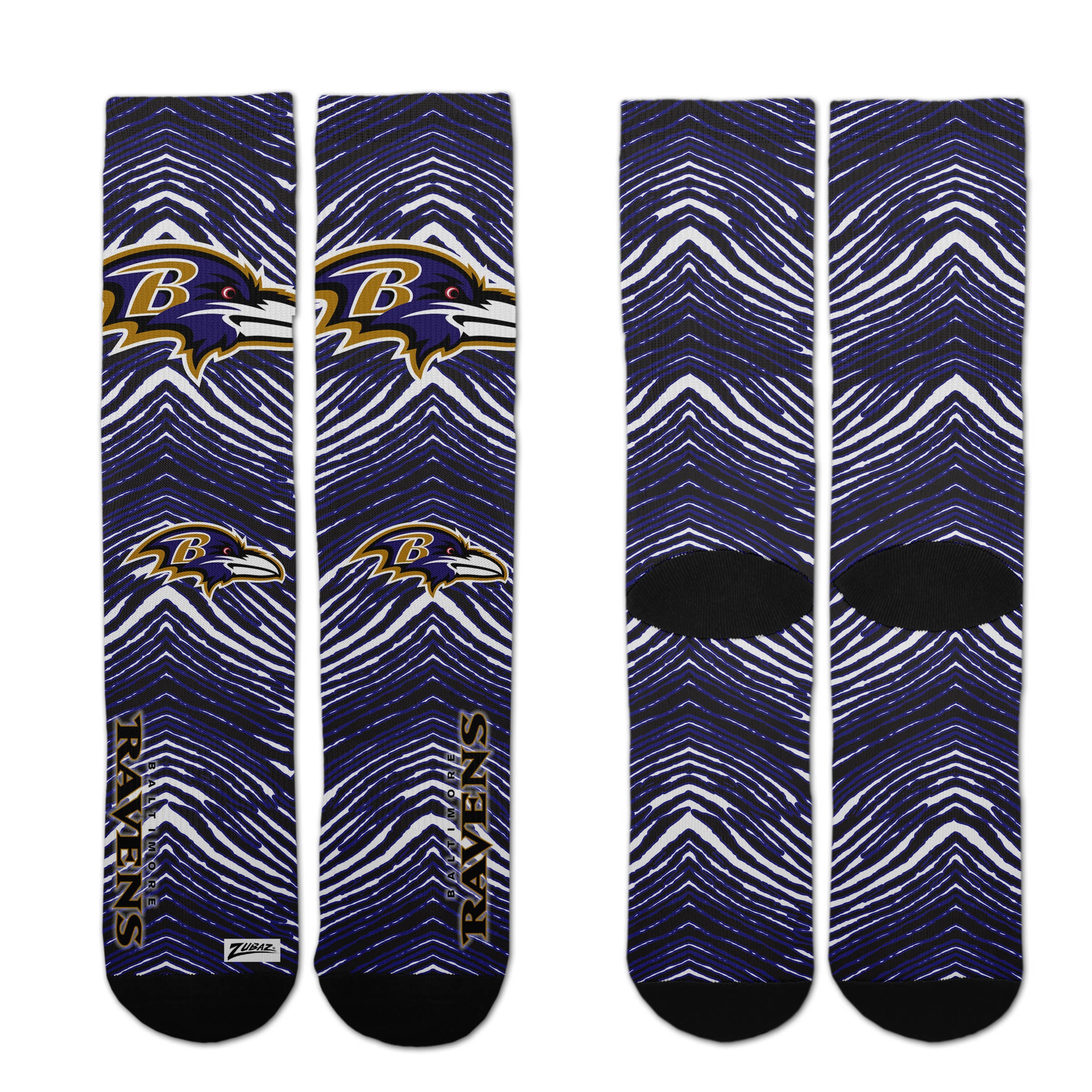 Zubaz By For Bare Feet NFL Zubified Adult and Youth Dress Socks, Baltimore Ravens, One Size