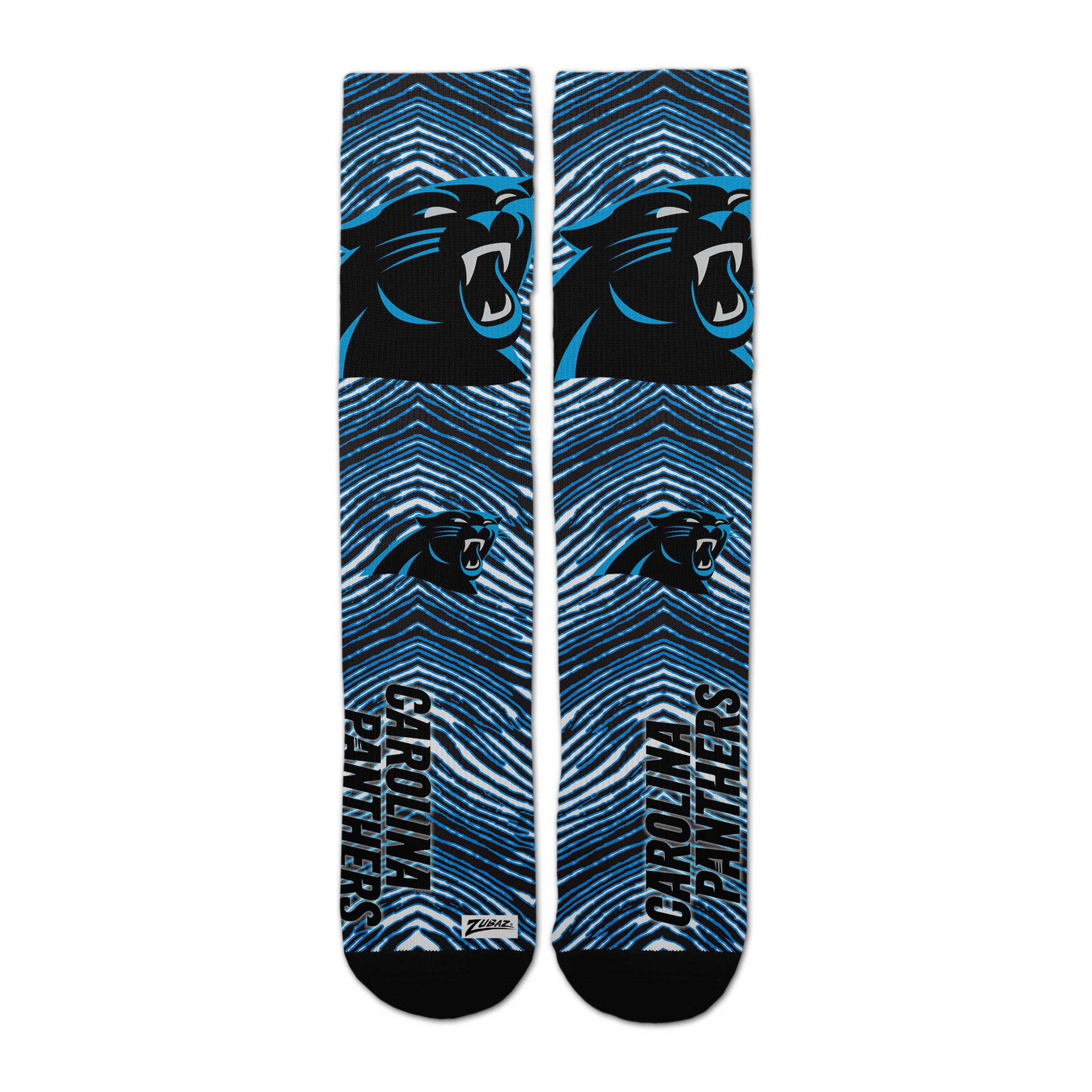 Zubaz By For Bare Feet NFL Zubified Adult and Youth Dress Socks, Carolina Panthers, One Size