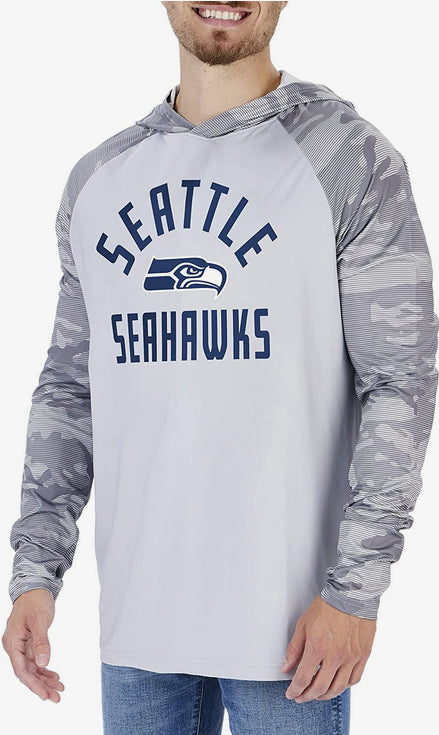 Zubaz Seattle Seahawks NFL Men's Lightweight Hoodie w/ Tonal Camo Sleeves