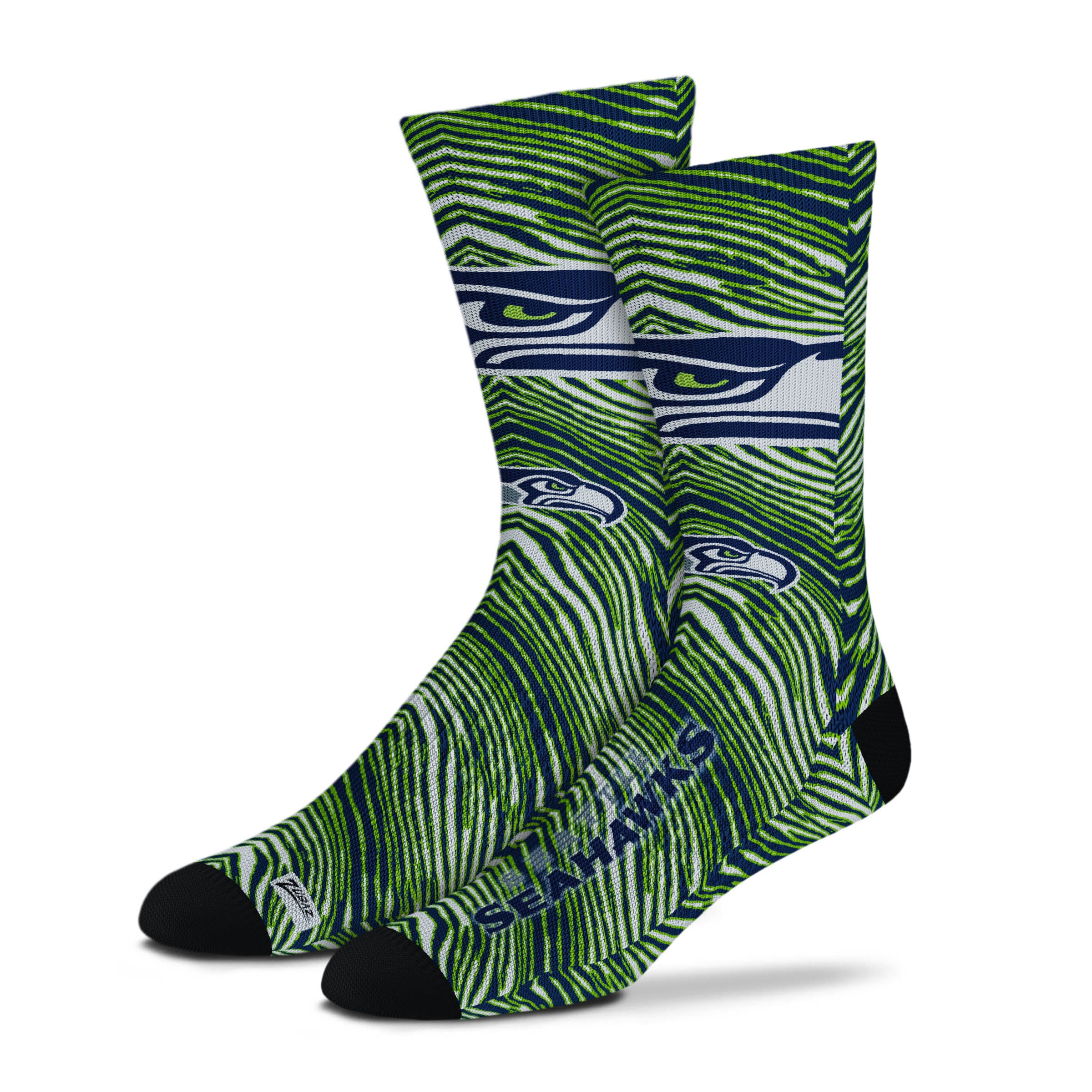 Zubaz By For Bare Feet NFL Zubified Adult and Youth Dress Socks, Seattle Seahawks, Large