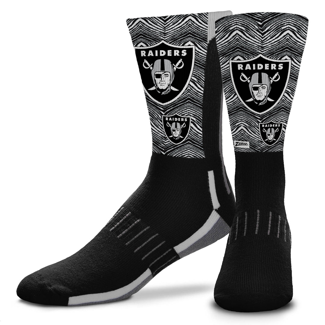 Zubaz NFL Phenom Curve Youth Crew Socks, Las Vegas Raiders, Youth One Size