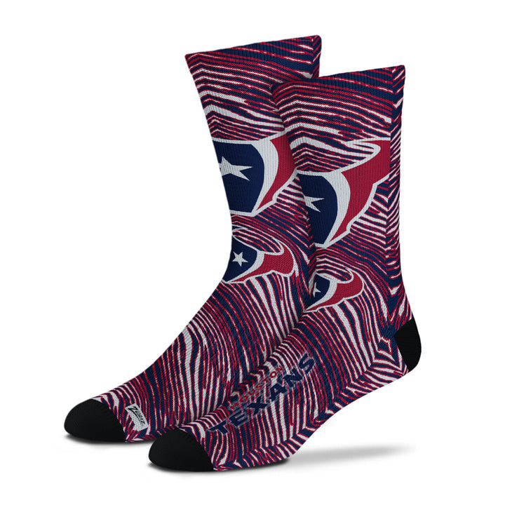 Zubaz By For Bare Feet NFL Zubified Adult and Youth Dress Socks, Houston Texans, Large