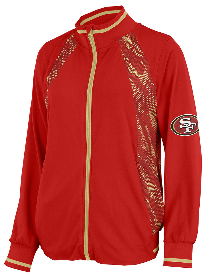 Zubaz NFL Women's San Francisco 49ers Elevated Full Zip Viper Accent Jacket