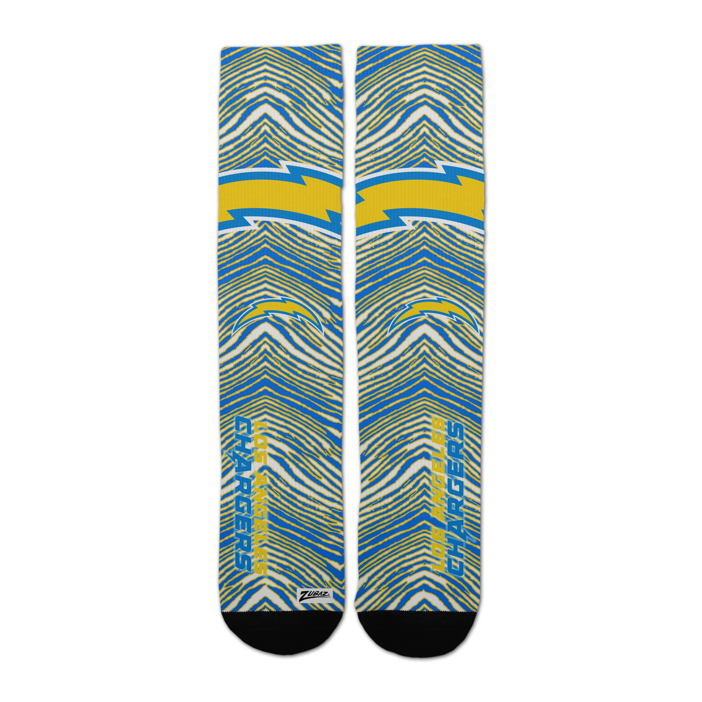 Zubaz By For Bare Feet NFL Zubified Adult and Youth Dress Socks, Los Angeles Chargers, Large