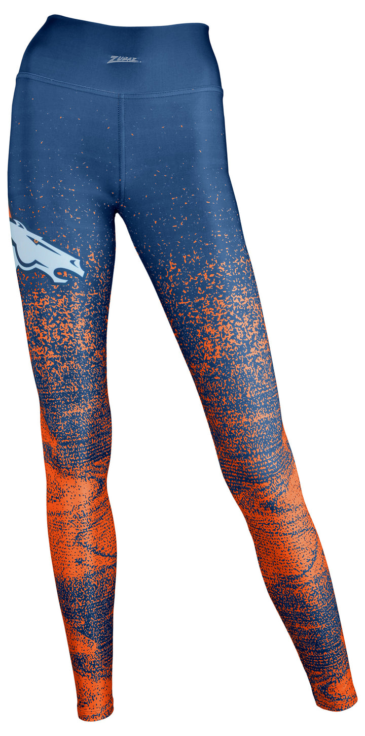 Zubaz NFL Women's DENVER BRONCOS NAVY BLUE/ORANGE STATIC FADE LEGGING XS