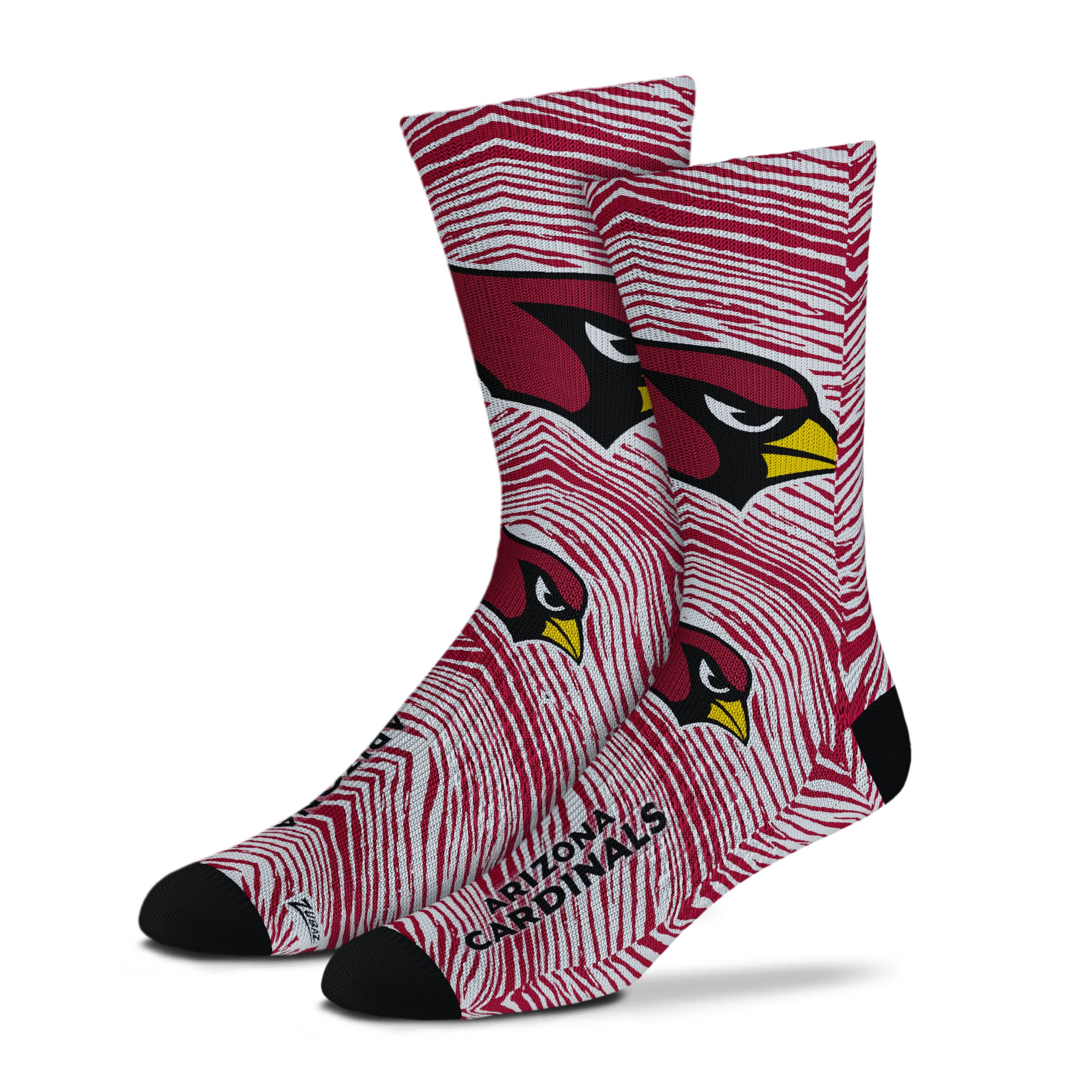 Zubaz By For Bare Feet NFL Zubified Adult and Youth Dress Socks, Arizona Cardinals, Large