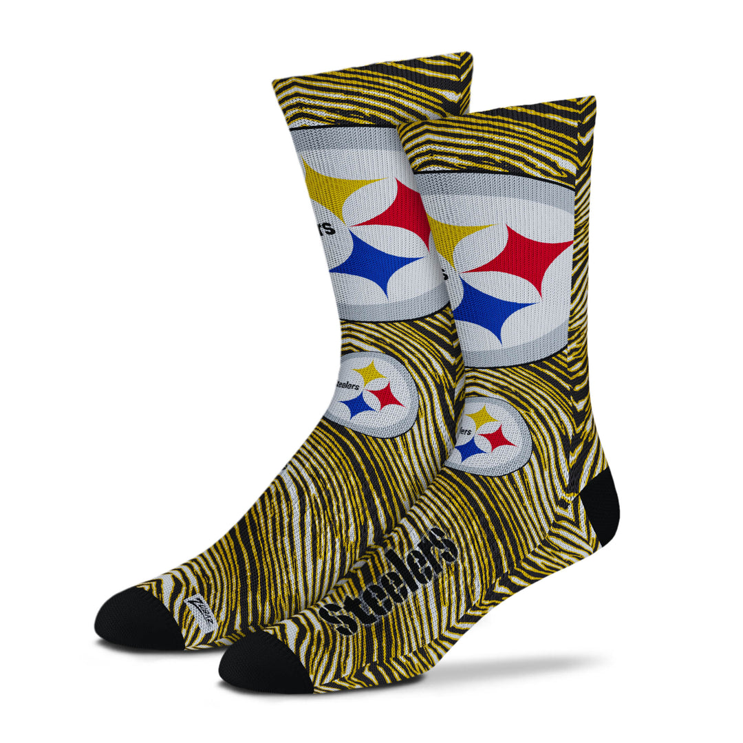 Zubaz By For Bare Feet NFL Zubified Adult and Youth Dress Socks, Pittsburgh Steelers, Large
