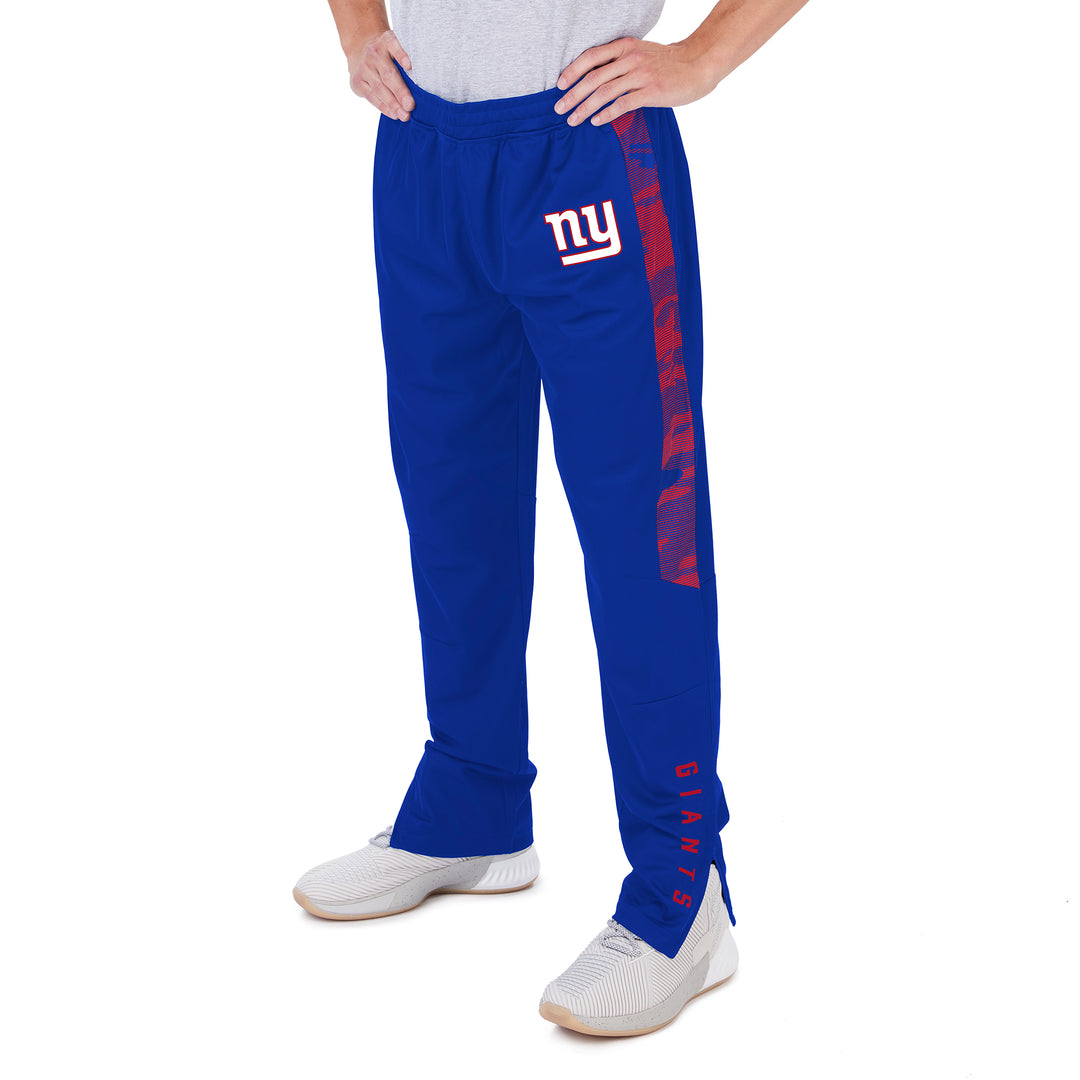 Zubaz NFL Men's NEW YORK GIANTS ROYAL BLUE TRACK PANT W/ ROYAL BLUE/RED CAMO LINES HALF SIDE PANELS
