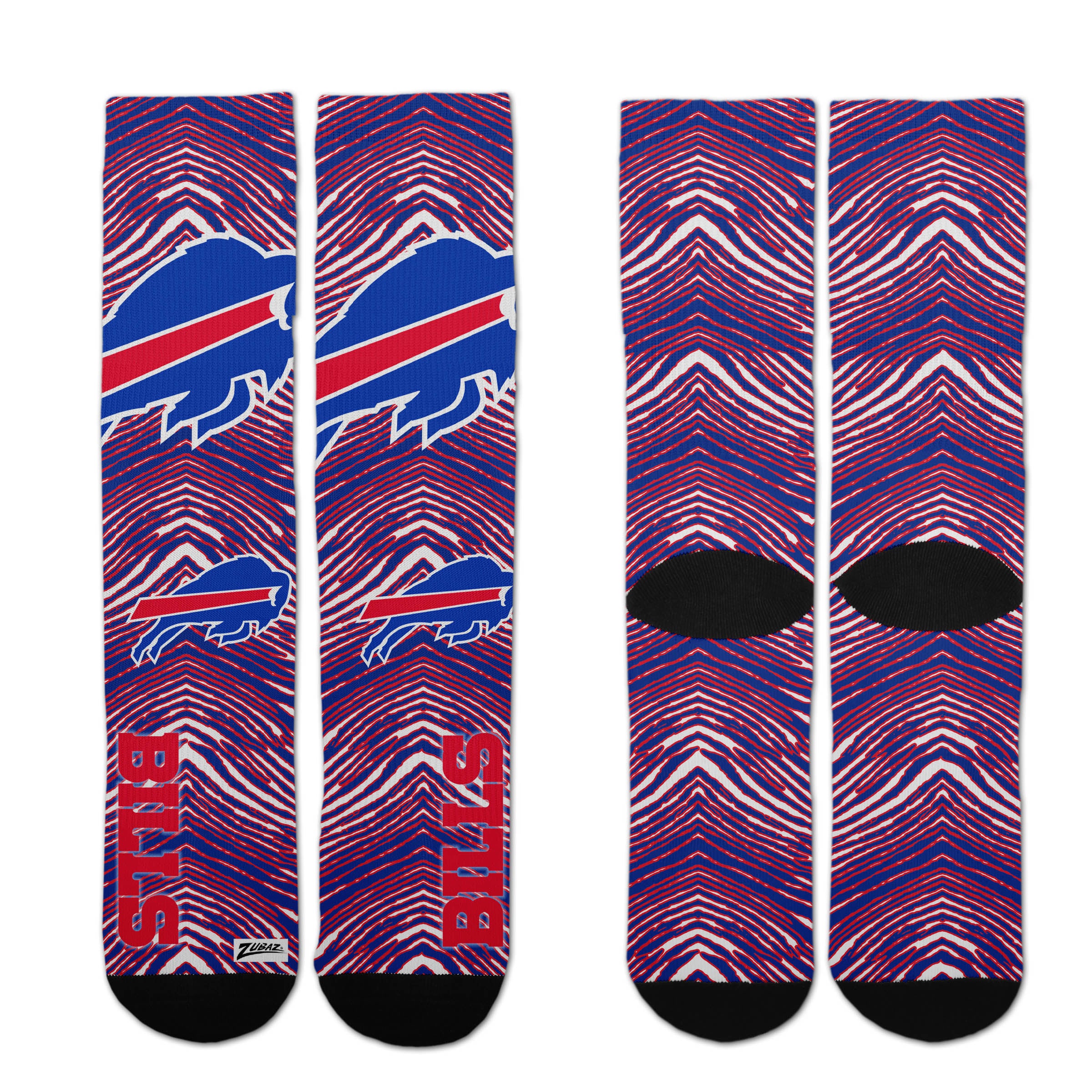 Zubaz By For Bare Feet NFL Zubified Adult and Youth Dress Socks, Buffalo Bills, Large