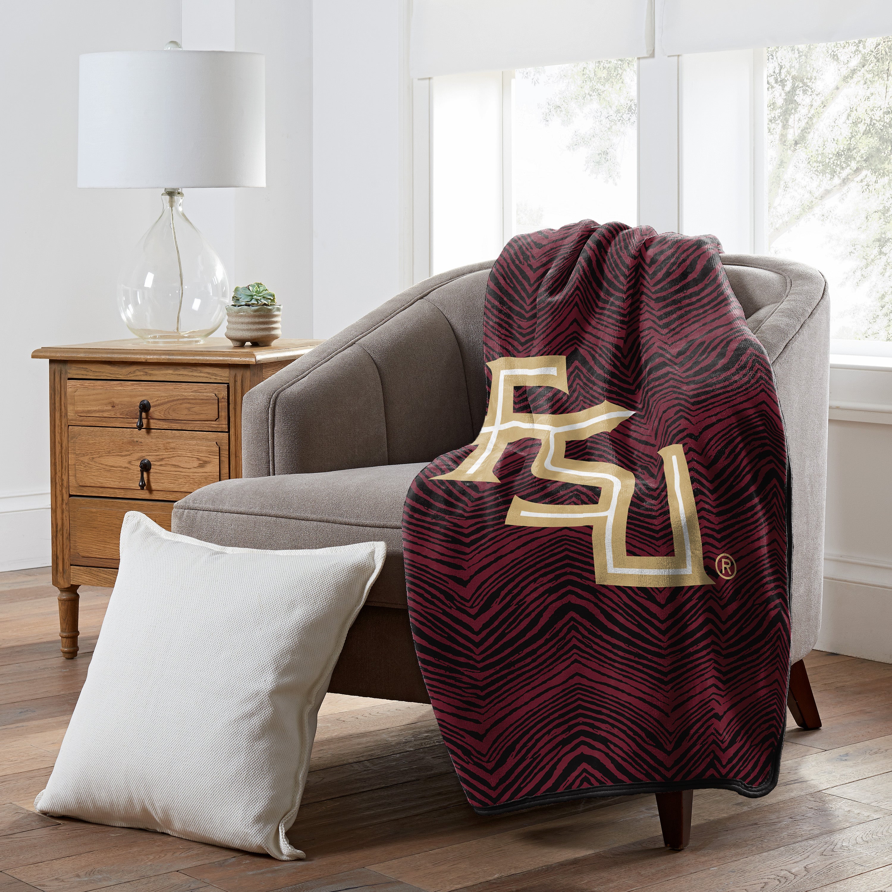 Zubaz by Northwest NCAA Zubified Raschel Throw Blanket, Florida State Seminoles