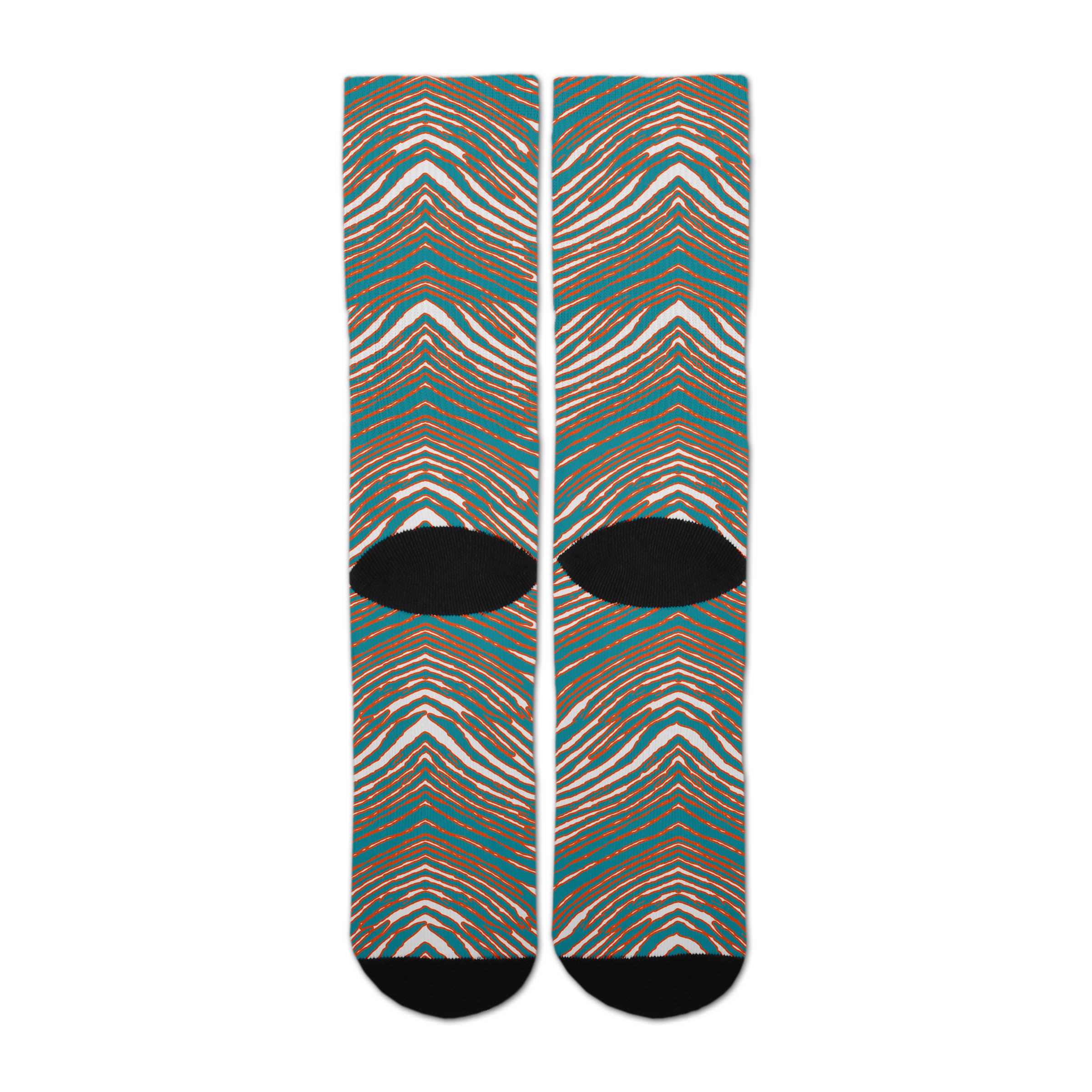 Zubaz By For Bare Feet NFL Zubified Adult and Youth Dress Socks, Miami Dolphins, Large