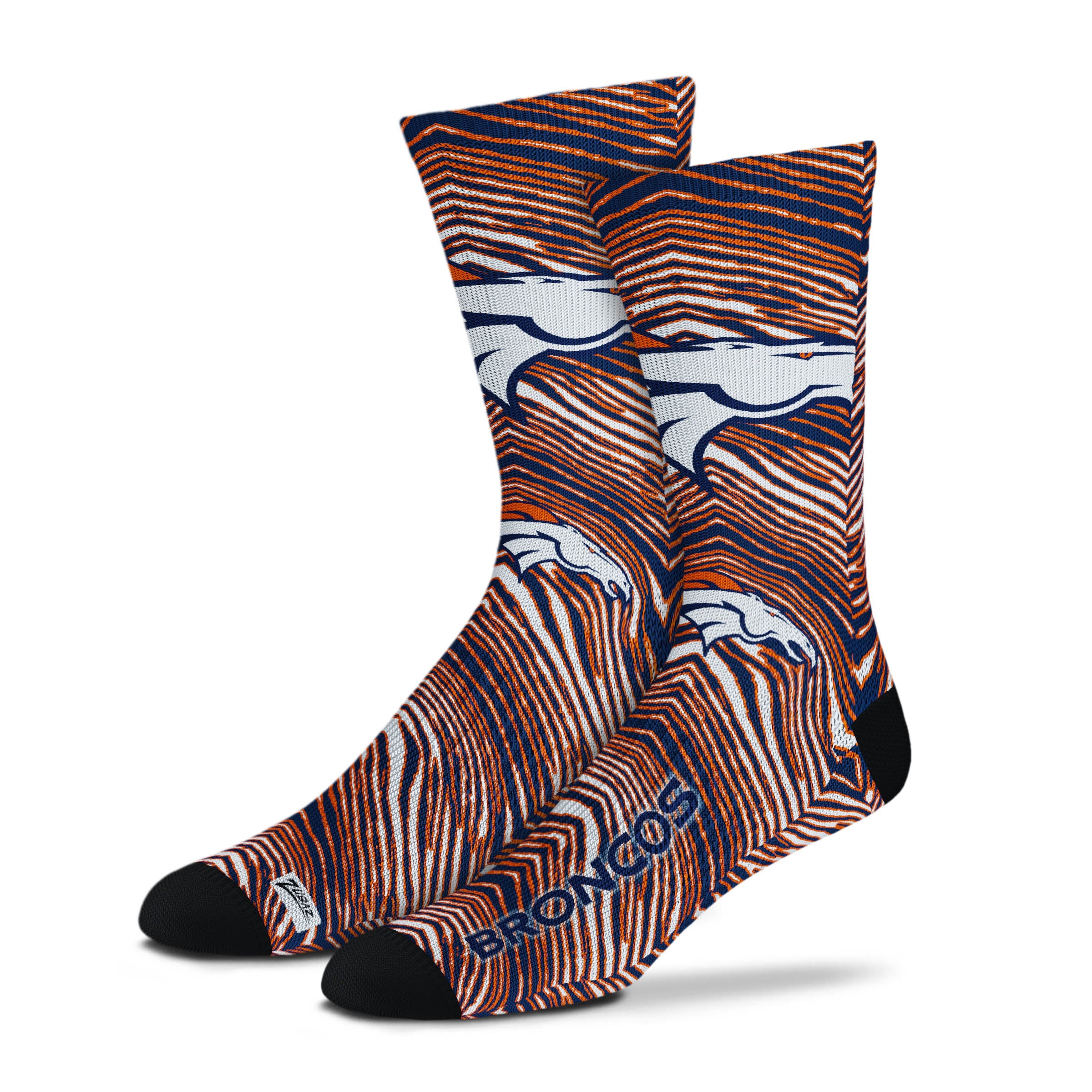 Zubaz By For Bare Feet NFL Zubified Adult and Youth Dress Socks, Denver Broncos, One Size