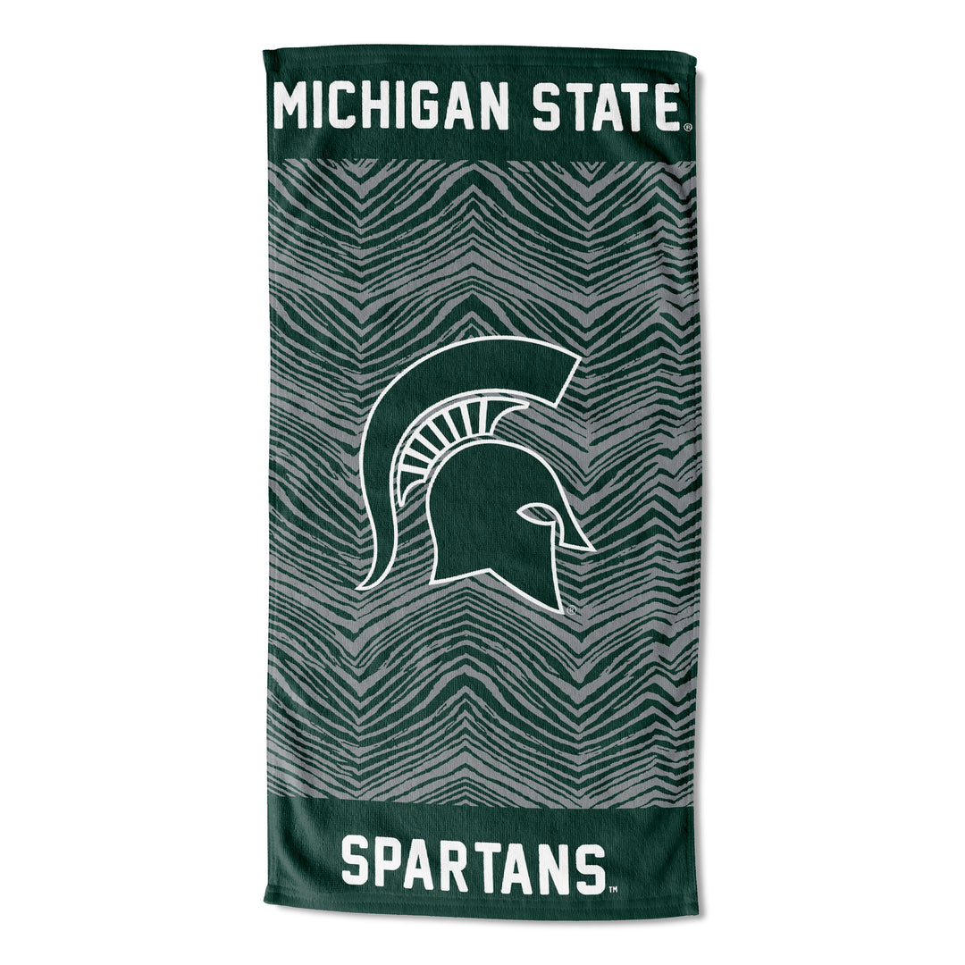 Zubaz X Northwest Michigan State Spartans NCAA Classic Zebra Print Beach Towel, 30x60