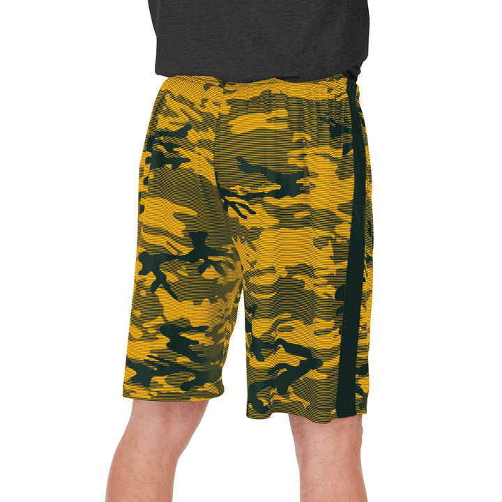 Zubaz Men's NFL Green Bay Packers Lightweight Camo Lines Shorts with Logo