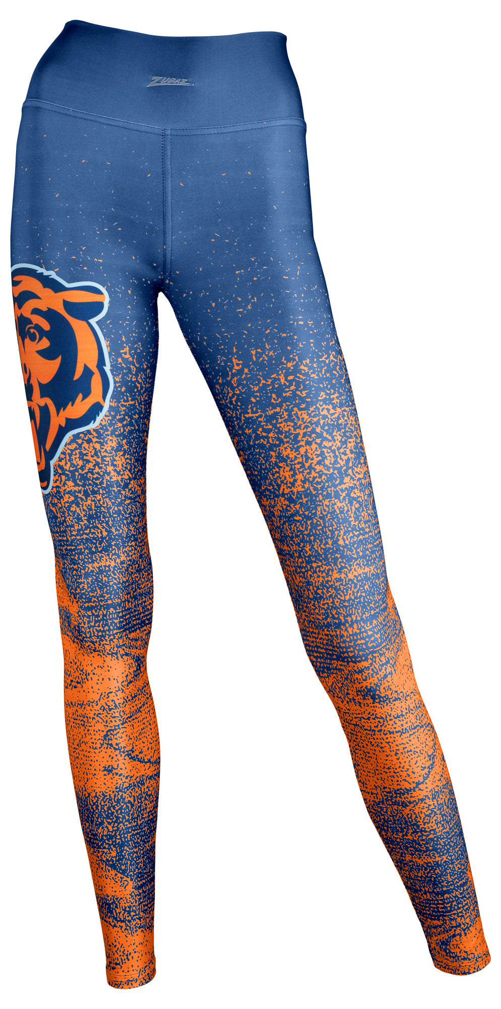 Zubaz NFL Women's CHICAGO BEARS NAVY BLUE/ORANGE STATIC FADE LEGGING XS