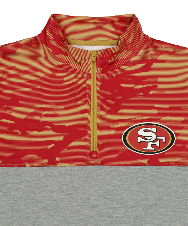 Zubaz NFL Men's San Francisco 49ers 1/4 Zip Fleece Pullover With Camo Line