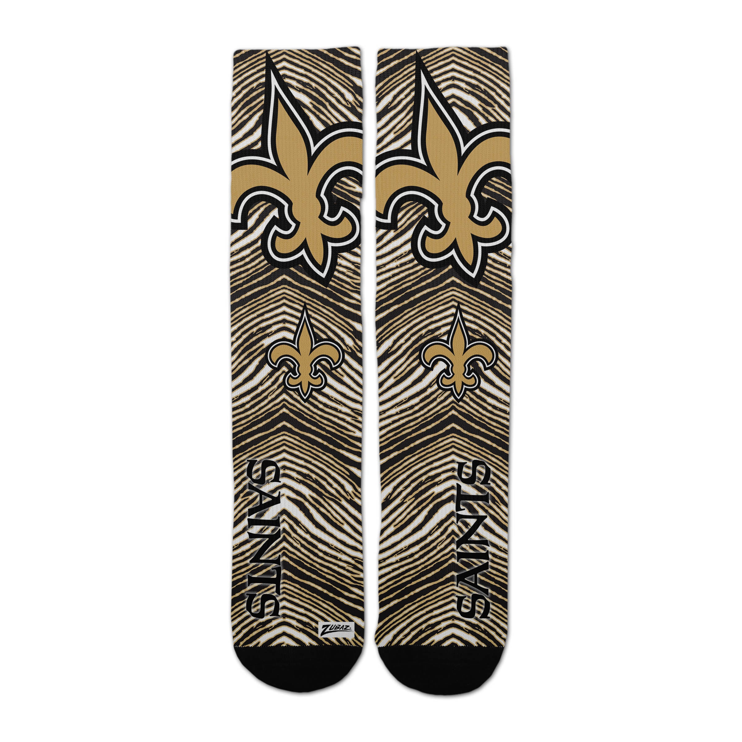 Zubaz By For Bare Feet NFL Zubified Adult and Youth Dress Socks, New Orleans Saints, Large