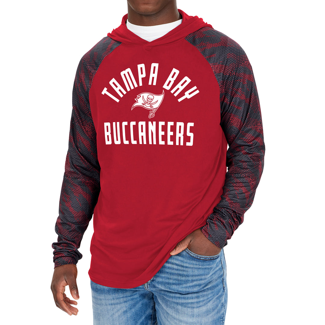 Zubaz NFL Men's Tampa Bay Buccaneers Viper Print Pullover Hooded Sweatshirt