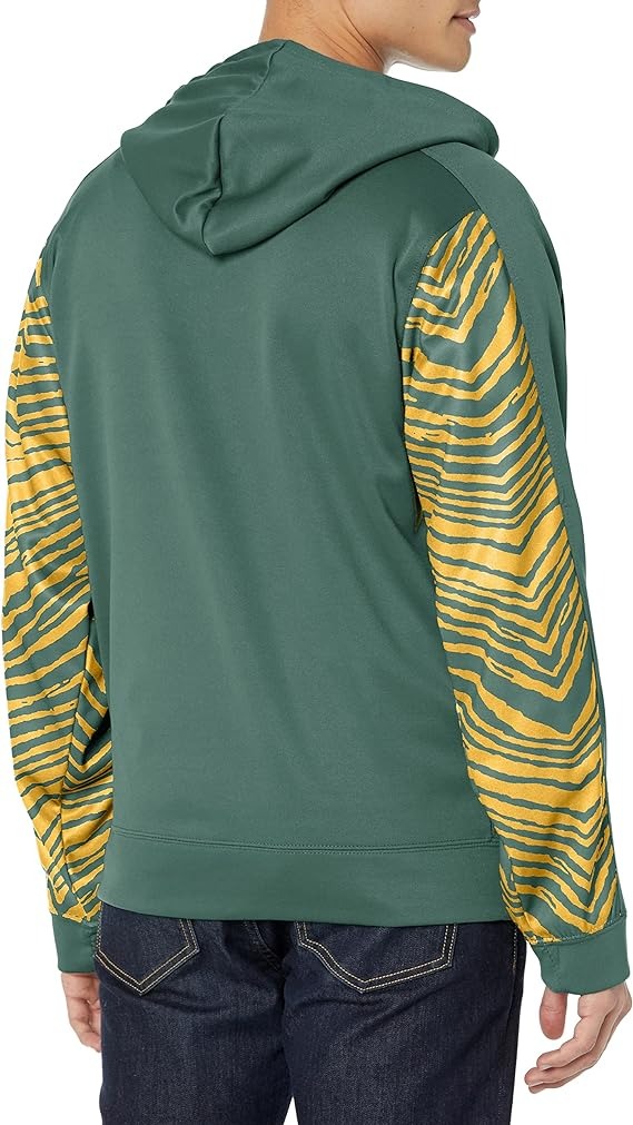 Zubaz NFL GREEN BAY PACKERS TEAM COLOR FULL ZIP HOOD W/ 2-COLOR ZEBRA ACCENTS Small