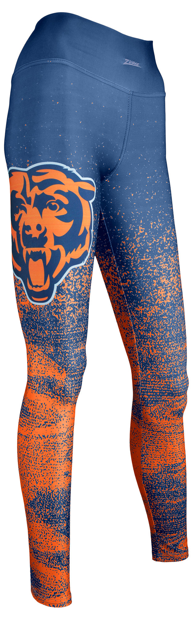 Zubaz NFL Women's CHICAGO BEARS NAVY BLUE/ORANGE STATIC FADE LEGGING XS