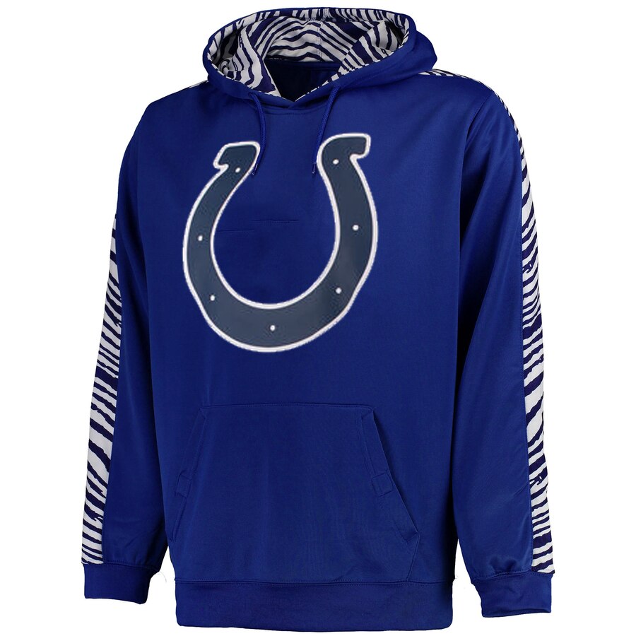 Zubaz NFL Men's Indianapolis Colts Spacedye Zebra Hoodie, Blue, Large