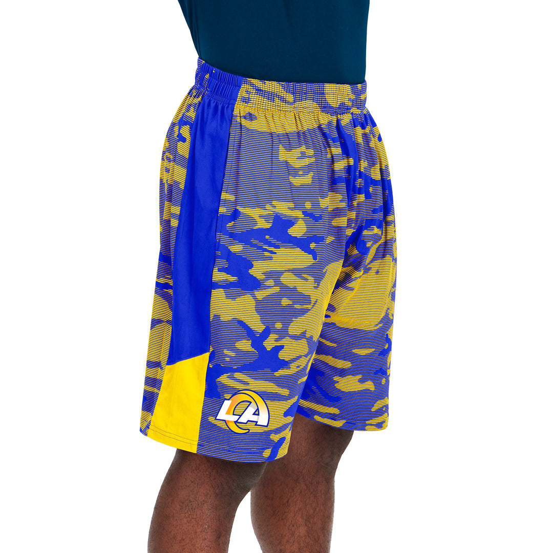 Zubaz Men's NFL Los Angeles Rams Lightweight Shorts with Camo Lines