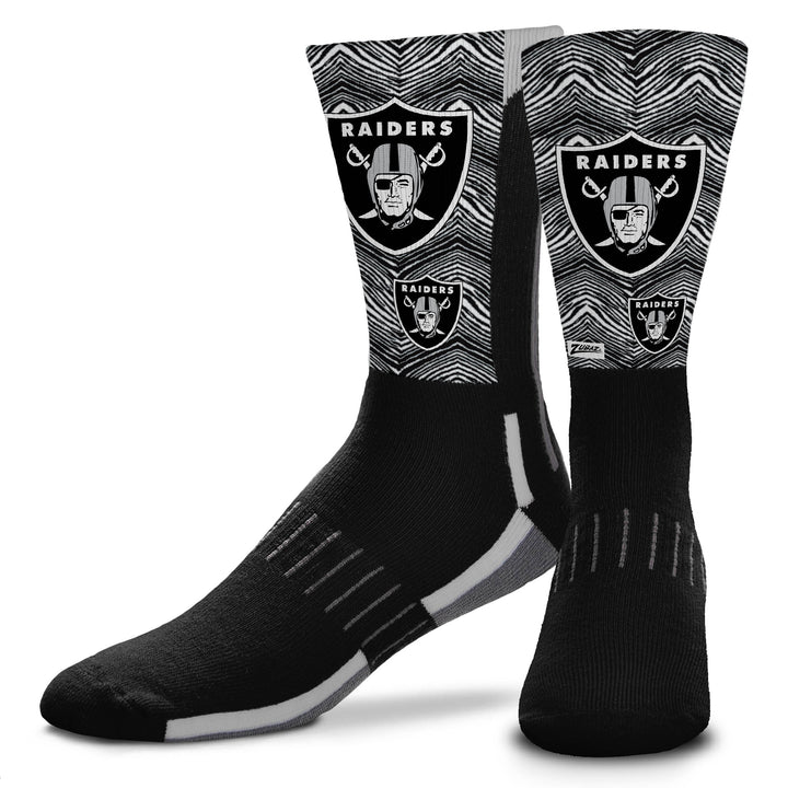 Zubaz NFL Phenom Curve Men's Crew Socks, Las Vegas Raiders, Adult Large
