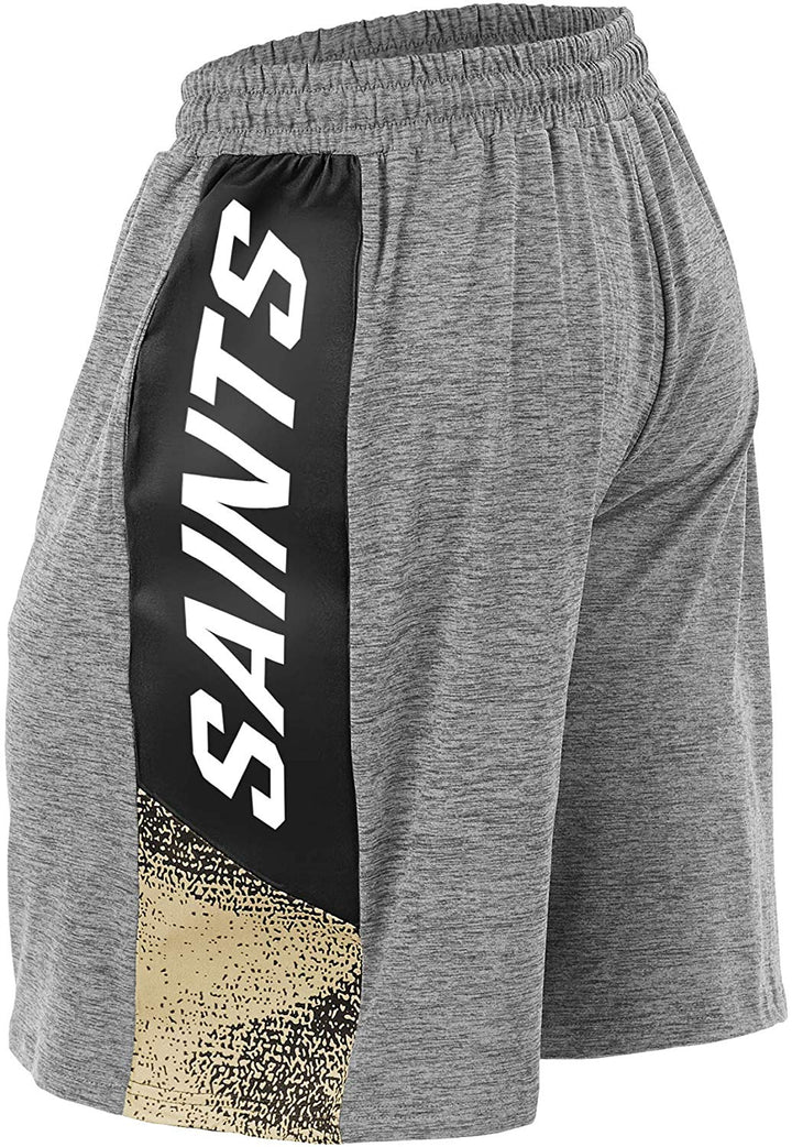 Zubaz NFL Football Mens New Orleans Saints Gray Space Dye Shorts
