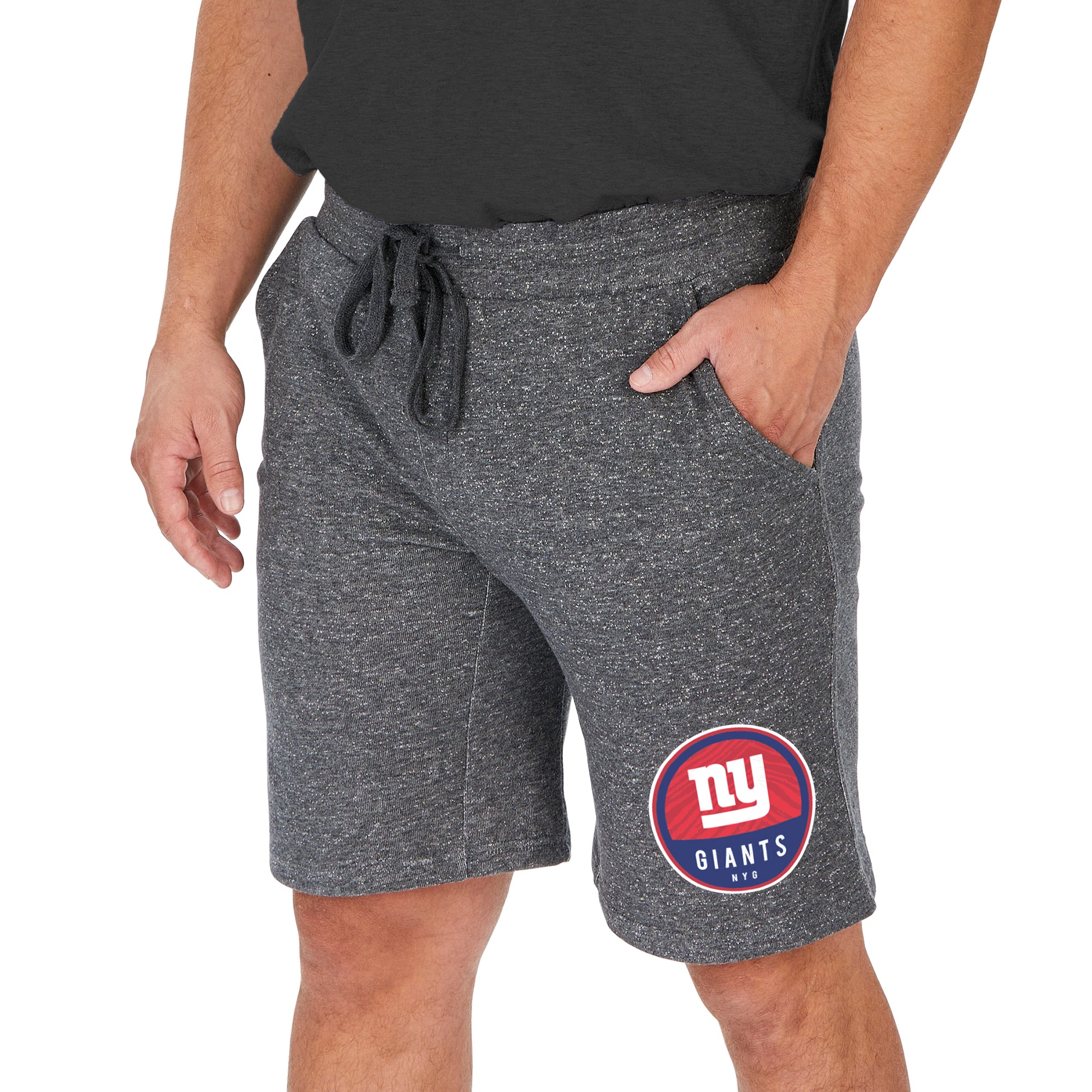 Zubaz NFL Men's NEW YORK GIANTS DARK HEATHER GRAY MARLED FRENCH TERRY SWEAT SHORT LG