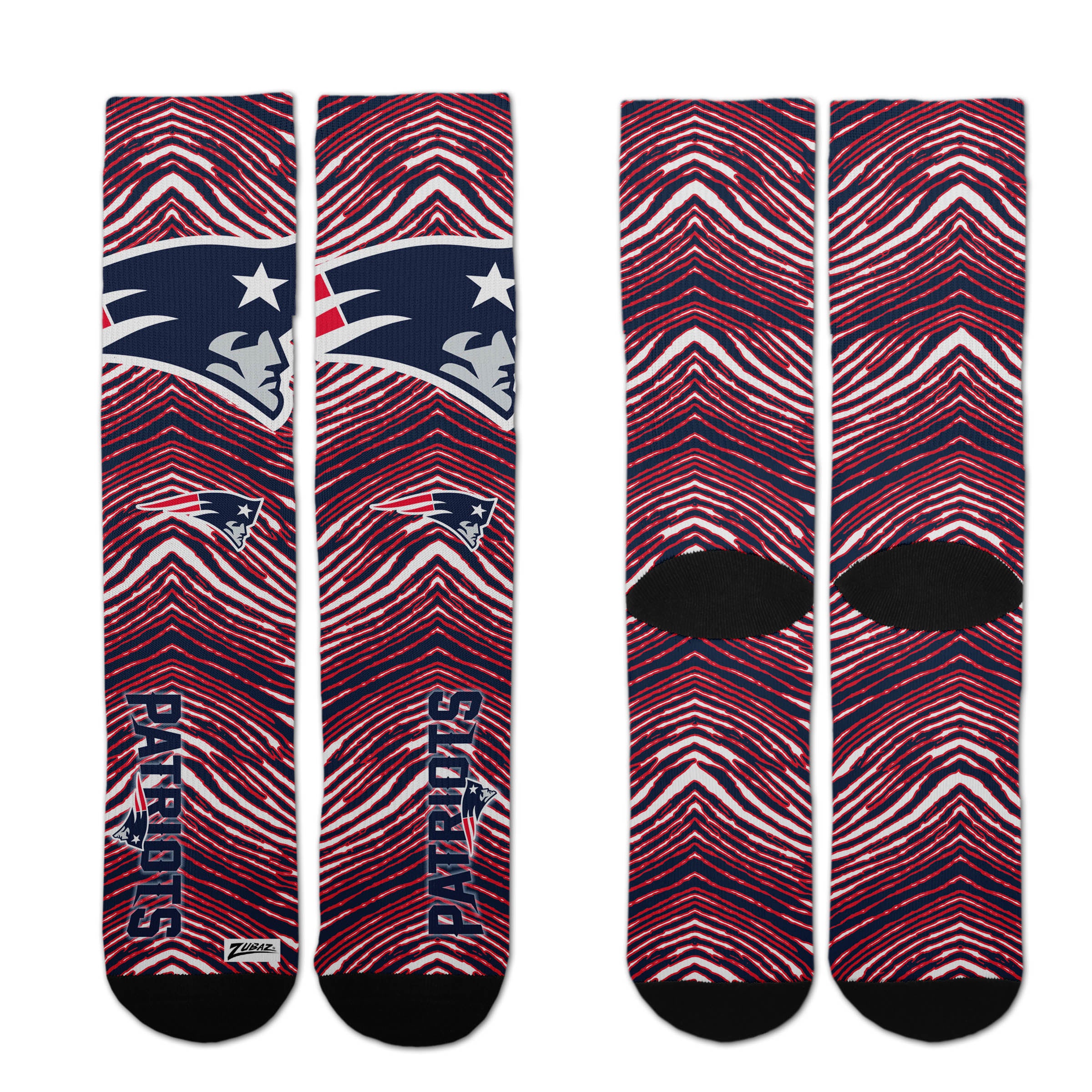 Zubaz By For Bare Feet NFL Zubified Adult and Youth Dress Socks, New England Patriots, One Size