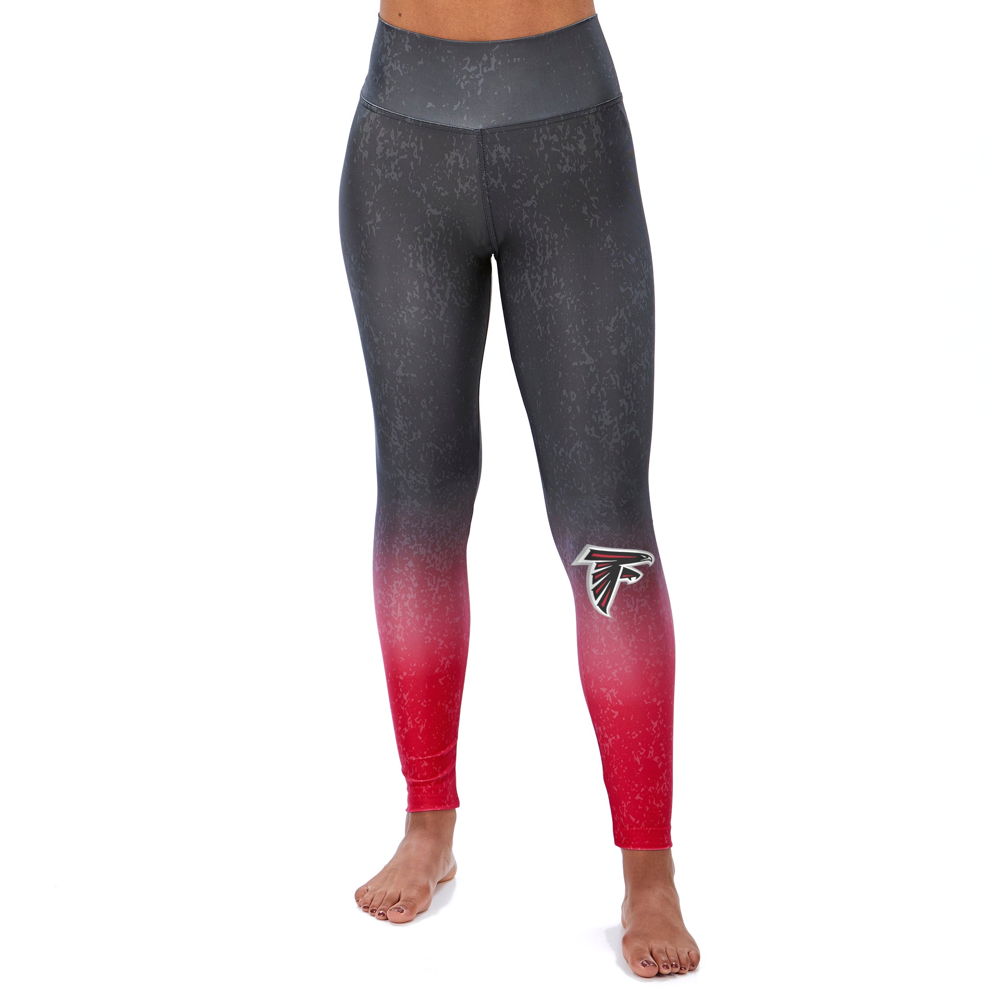 Zubaz NFL WOMENS ATLANTA FALCONS BLACK/RED DISTRESSED GRADIENT LEGGING Medium