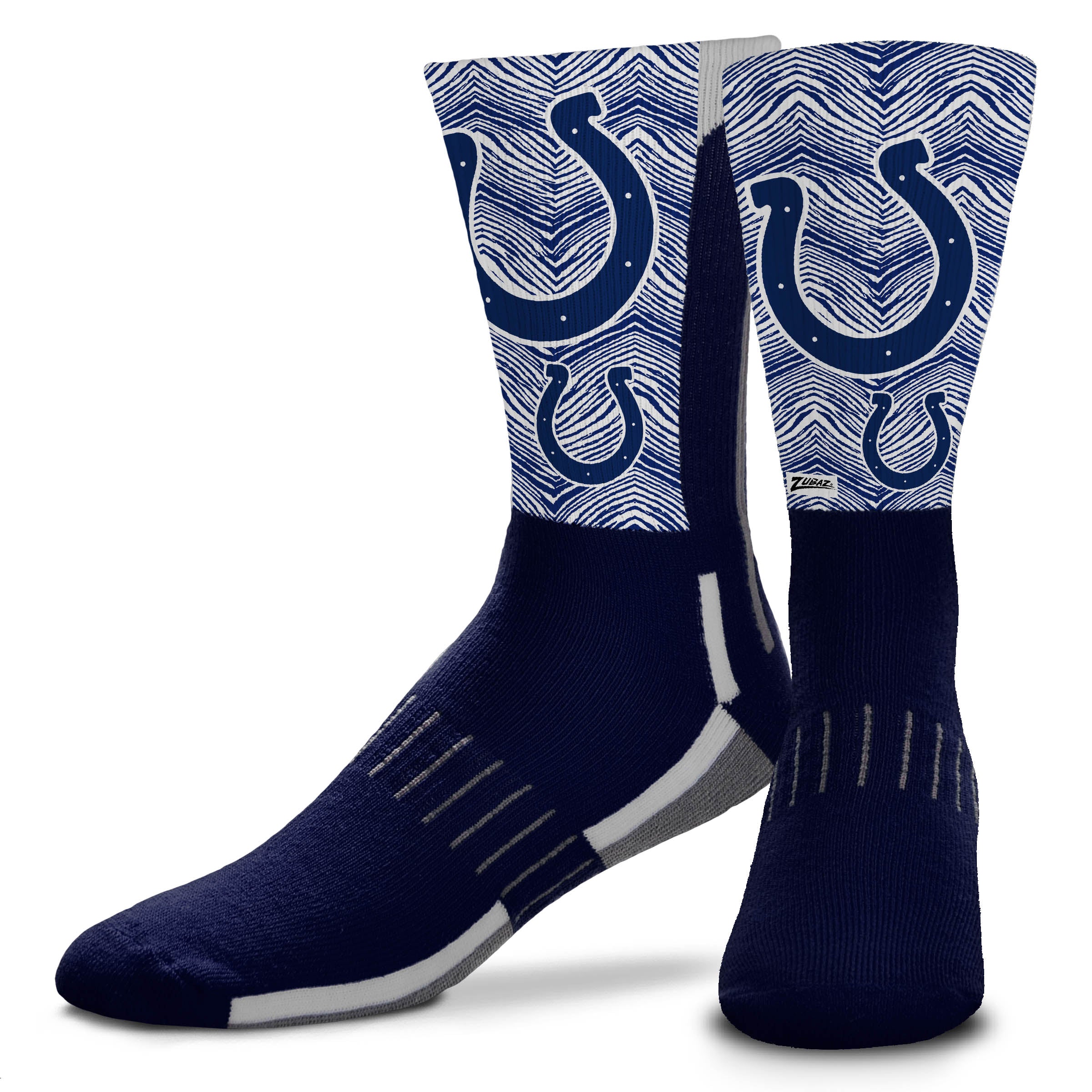 Zubaz NFL Phenom Curve Men's Crew Socks, Indianapolis Colts, Adult Large