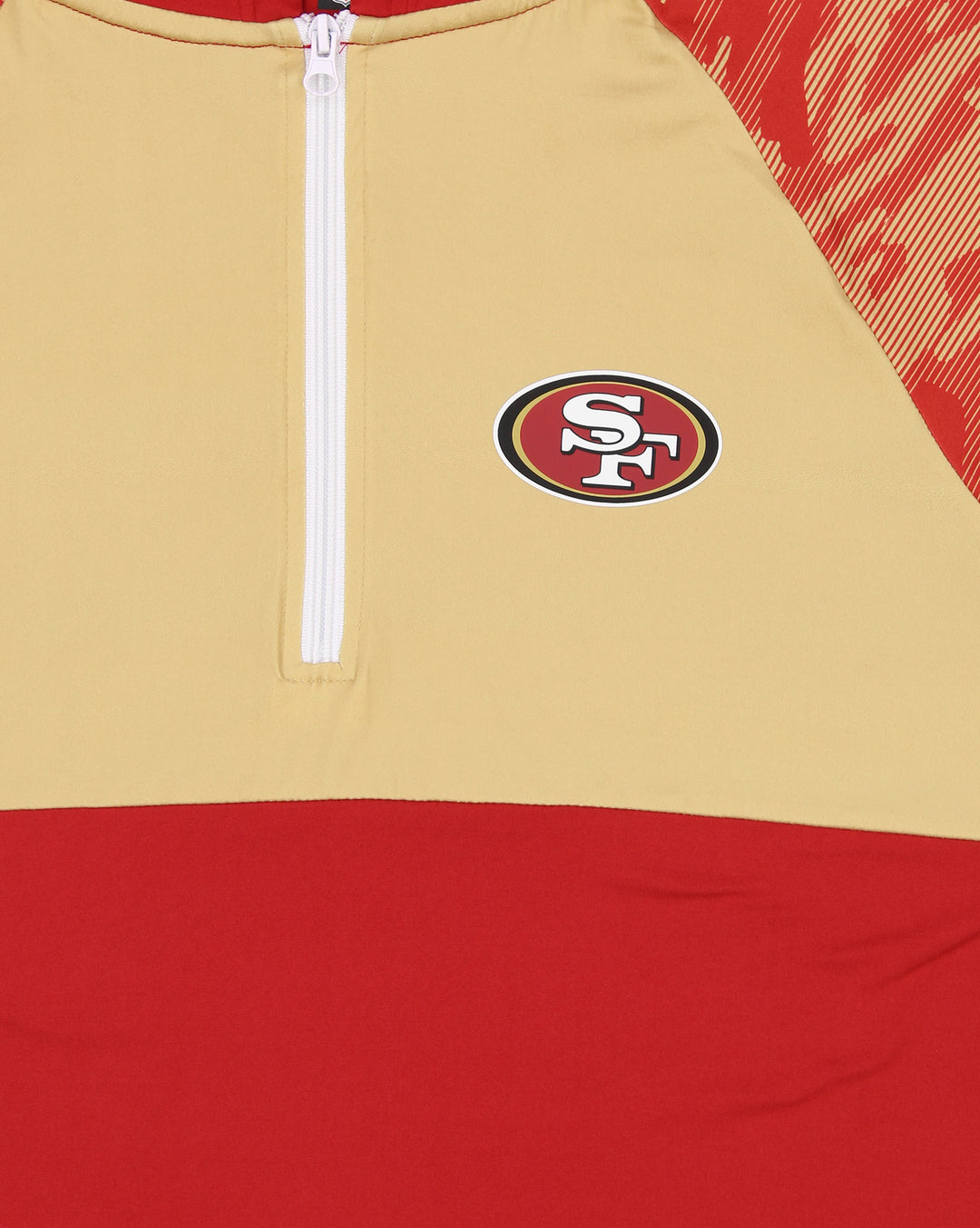 Zubaz NFL Men's San Francisco 49ers Team Color Block 1/4 Zip Hoodie W/ Camo Lines