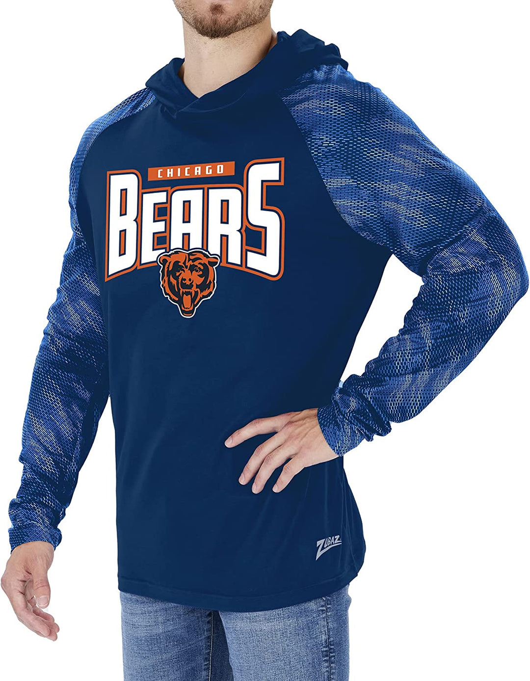 Zubaz Chicago Bears NFL Men's Team Color Hoodie with Tonal Viper Sleeves