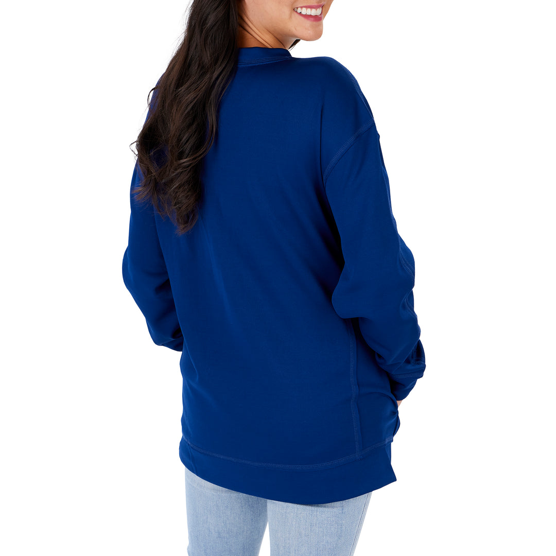 Zubaz NFL Women's Seattle Seahawks Team Color & Slogan Crewneck Sweatshirt
