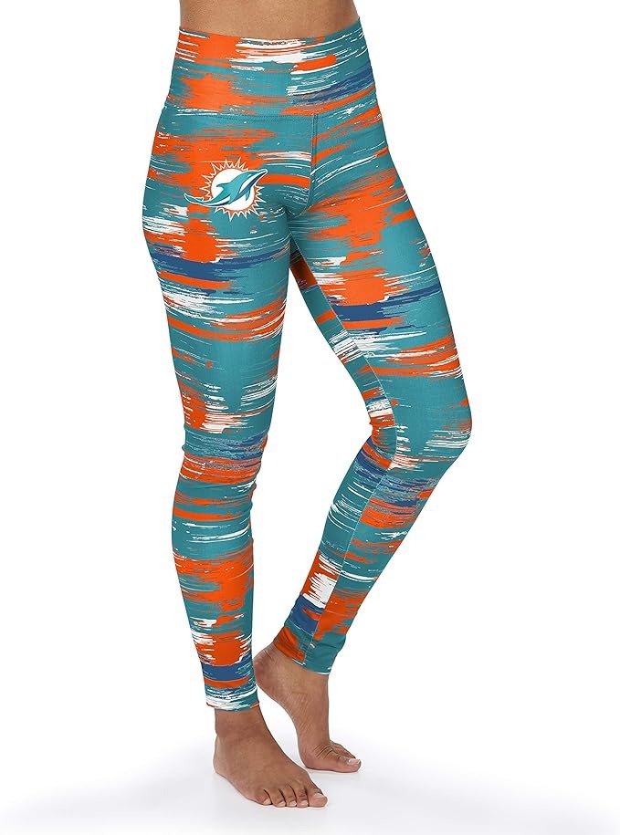 Zubaz NFL WOMEN'S MIAMI DOLPHINS TEAM COLOR BRUSHED PAINT LEGGING XS