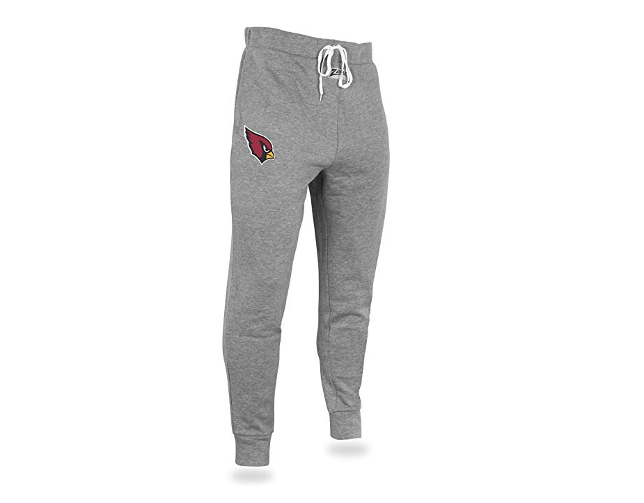 Zubaz NFL Men's Arizona Cardinals Solid Gray Team Logo Jogger Pants
