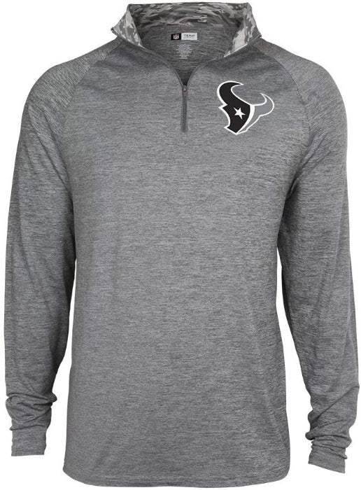 Zubaz NFL Football Men's Houston Texans Tonal Gray Quarter Zip Sweatshirt